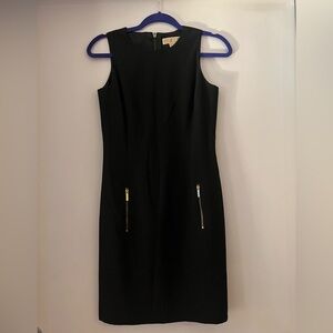 MICHAEL Michael Kors Black Midi Dress with Gold Accents